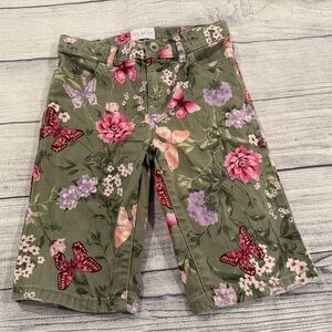 Place Olive Floral Butterfly girls Bermuda Shorts/size 10S